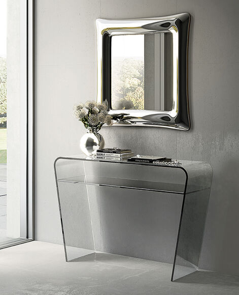 Consolle cristallo ideale per ingresso, entrata, soggiorno e salotto, elegante e dal design moderno - Saphiria, Riflessi